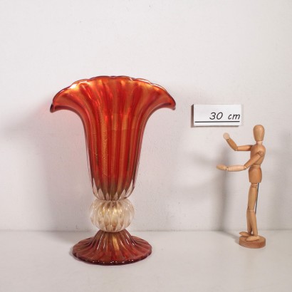 Vase Recalling Barovier's Style Blown Glass Murano 20th Century