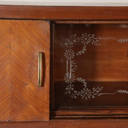 Cupboard Rosewood Veneer Glass Vintage Italy 1960s