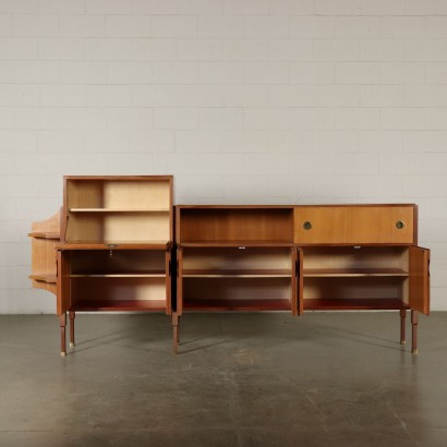 Buffet with Hanging Shelf Teak Veneer Vintage Italy 1960s