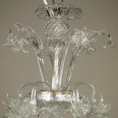 Chandelier Glass Pendants Iron Murano Italy First Half of 1900s