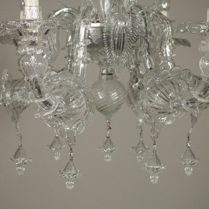 Chandelier Glass Pendants Iron Murano Italy First Half of 1900s