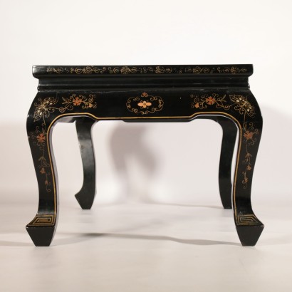 Chinoiserie Coffee Table Lacquered Wood Crystal Italy 20th Century