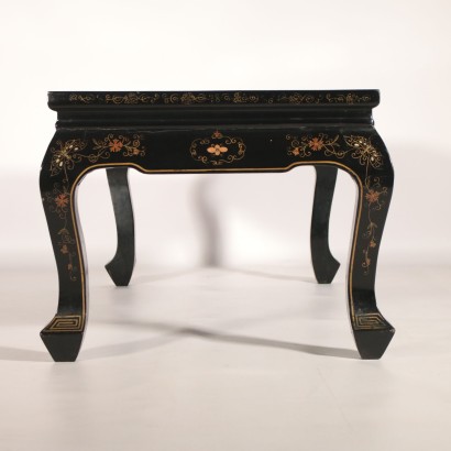 Chinoiserie Coffee Table Lacquered Wood Crystal Italy 20th Century