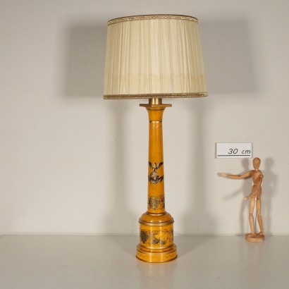 Table Lamp Lacquered Decorated Metal Italy Mid 1900s