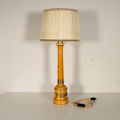 Table Lamp Lacquered Decorated Metal Italy Mid 1900s