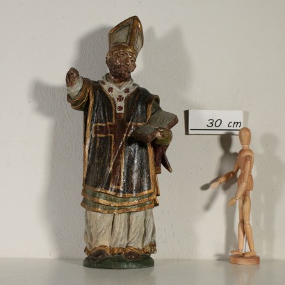 Wooden Sculpture St. Ambrose Italy 17th Century