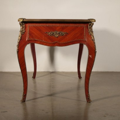 Bureau Placage de Bois de Rose Cuir Bronze Italie Moitié '900