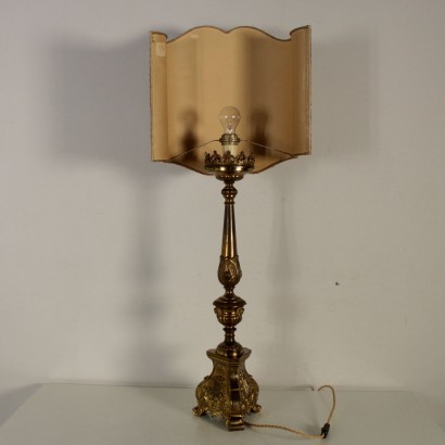 Table Lamp with Lampshade Brass Sheet Italy Early 1900s