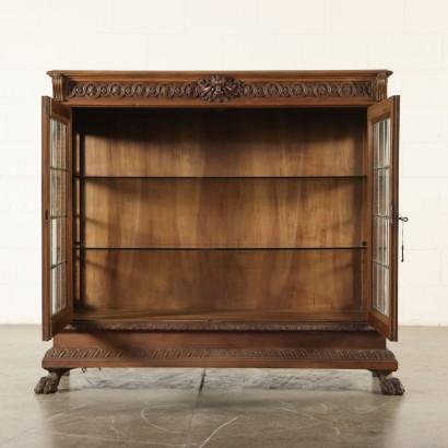 Neo-Renaissance Glass Cabinet Walnut Italy 20th Century