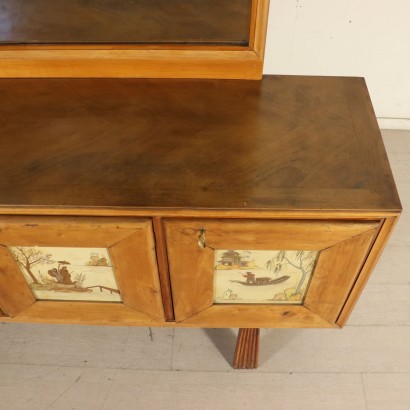 Buffet with Mirror Maple Veneer Vintage Italy 1940s