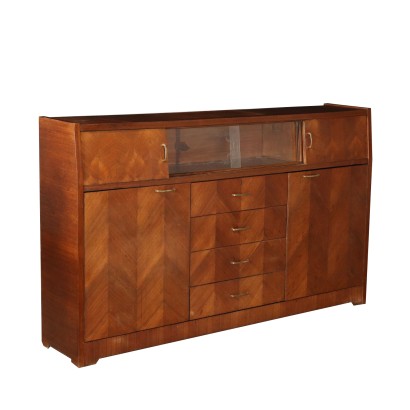 Cupboard Rosewood Veneer Glass Vintage Italy 1960s