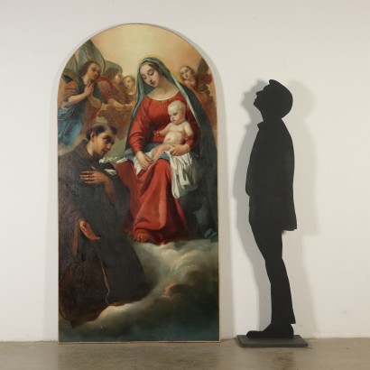 Vierge avec l'Enfant et Saint Antoine de Padoue Huile sur Toile '800