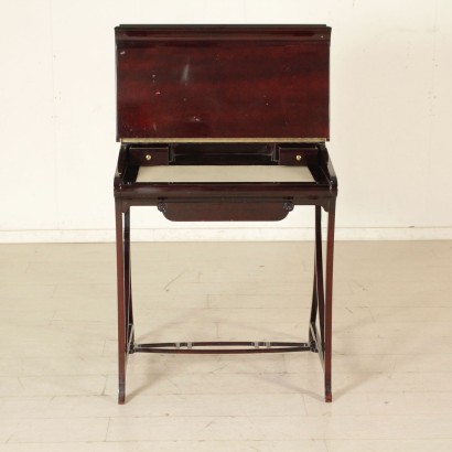 Bureau en Style Placage d'Acajou Cuir synthétique Italie Années 80