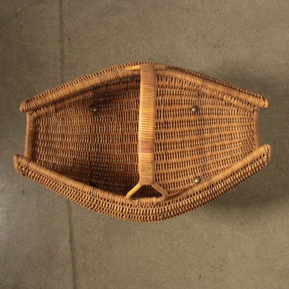 Magazine Rack Wicker Metal Vintage Italy 1960s