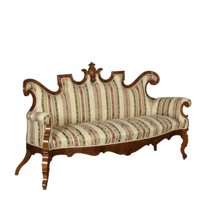 Louis Philippe Serpentine Sofa Walnut Italy 19th Century