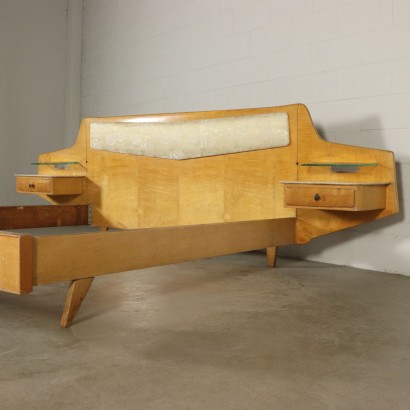 Double Bed with Nightstands Maple Veneer Vintage Italy 1950s-1960s