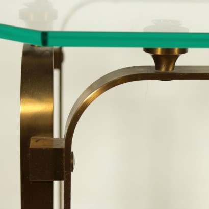 Petite Table Laiton Verre Fabriqué en Italie Années 60