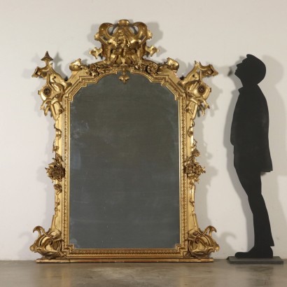 Large Carved Gilded Mirror Italy Last Quarter of 1800s