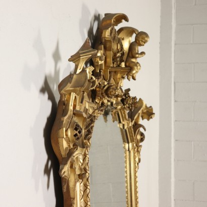 Large Carved Gilded Mirror Italy Last Quarter of 1800s