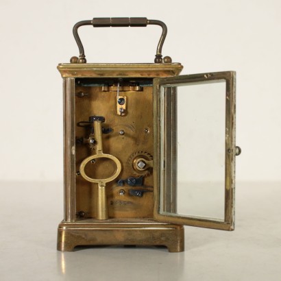 Pendule de Voyage Bronze doré Verre Métal émaillé Fin '800