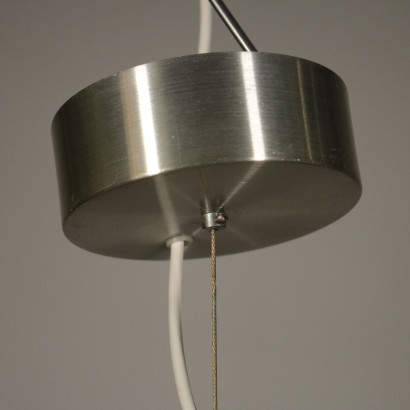 Ceiling Lamp Glass Chromed Metal Vintage Italy 1980s