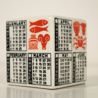 Cubic Paperweight by Piero Fornasetti Ceramic 1960s