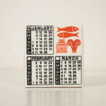 Cubic Paperweight by Piero Fornasetti Ceramic 1960s