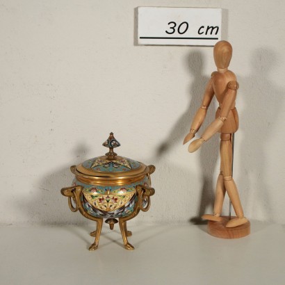 Vase avec Couvercle Bronze Email France '800