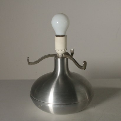 Paire de Lampe de Table Aluminium Verre Vintage Italie Années 70