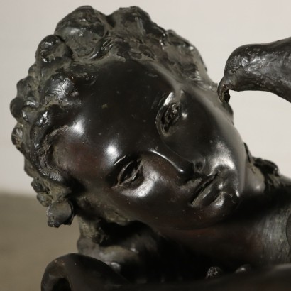 Statue Art Nouveau Bronze Marbre bordeaux Italie Premier '900