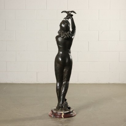 Liberty Bronze Statue Marble Base Italy Early 1900s