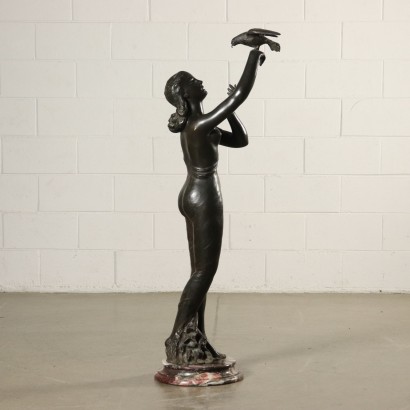 Jugendstil Statue Bronze Marmor 1900.