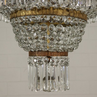 Chandelier Empire Style Brass Glass Italy 20th Century