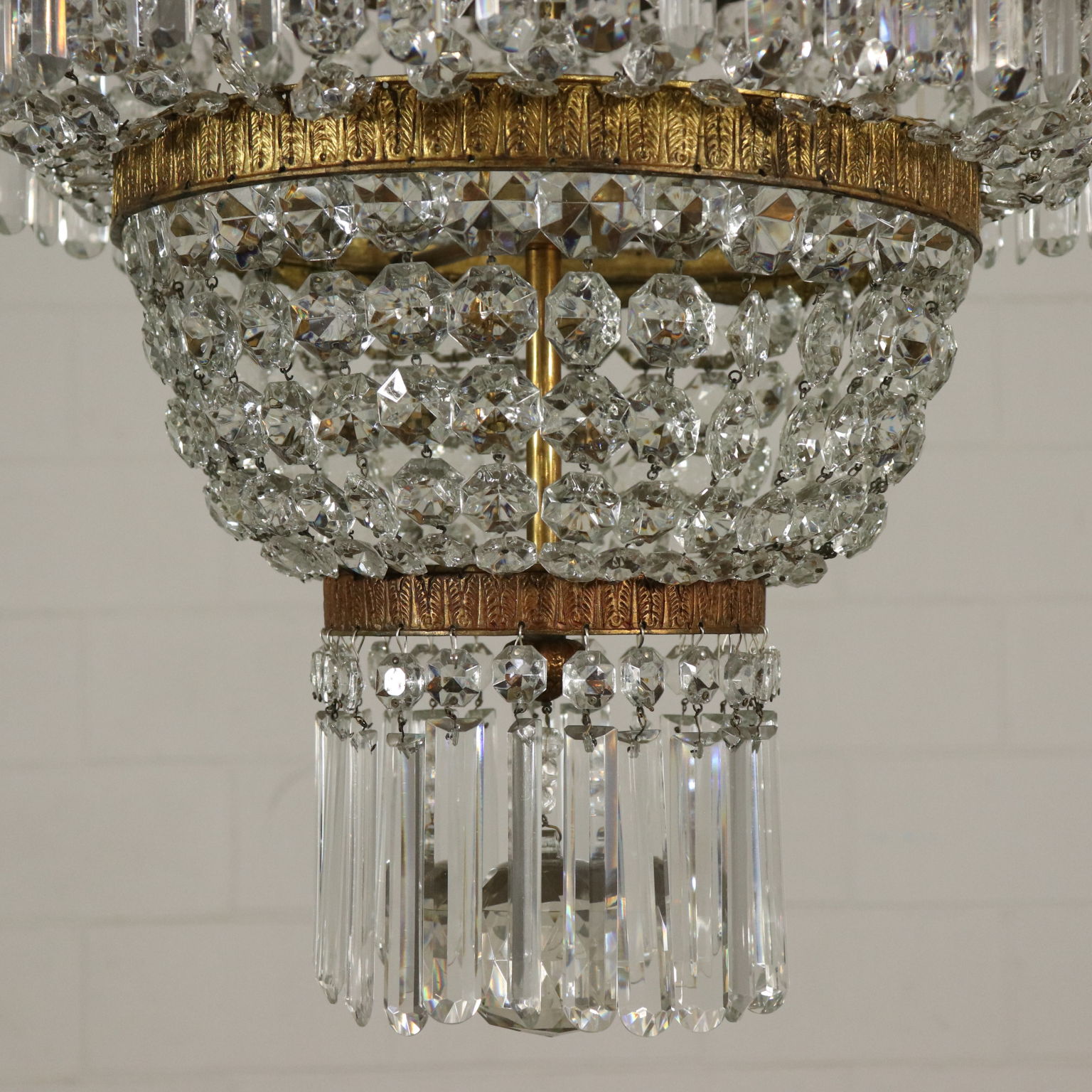 Imperium Stil Kronleuchter Messing Glas Italien 20