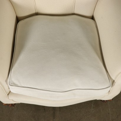 Paire de Fauteuils Noyer Tissu Italie Moitié '900