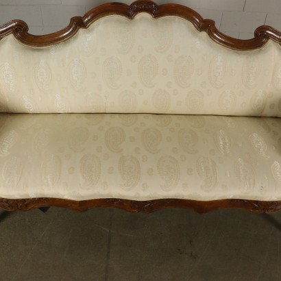 Serpentine Walnut Sofa Manufactured in Italy Mid 1700s