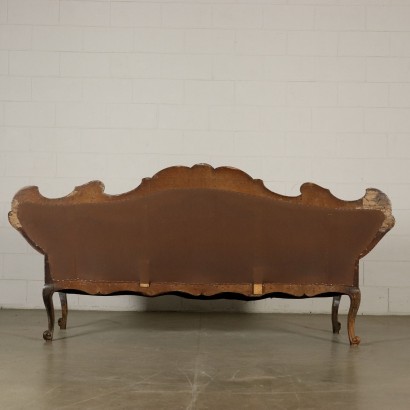 Serpentine Walnut Sofa Manufactured in Italy Mid 1700s