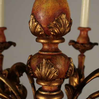 Chandelier Carved Gilded Italy 20th Century