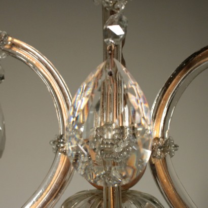 Kronleuchter mit acht Armen Eisen Glas Italien 20. Jahrhundert.