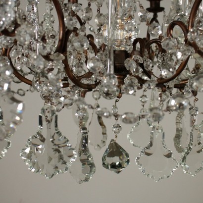 Chandelier Eight Arms Glass Pendants Italy 20th Century