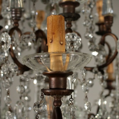 Chandelier Eight Arms Glass Pendants Italy 20th Century