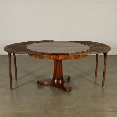 Antique Round Table Walnut Italy First Half of 1900s