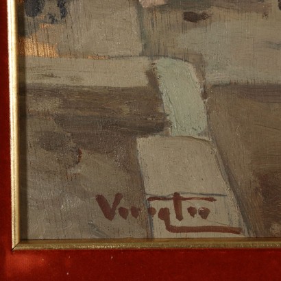 Glimpse of Milan Porta Garibaldi Oil on Plywood 1929