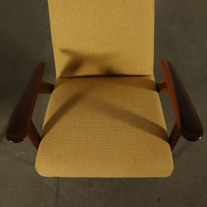 Pair of Armchairs Mahogany Fabric Vintage Italy 1950s