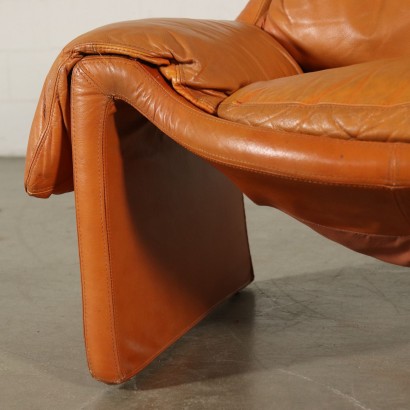 Armchair for Saporiti Foam Padding Leather Vintage Italy 1980s