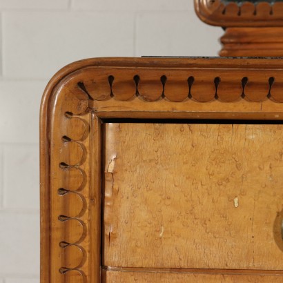 Chest of Drawers with Mirror Burl Veneer Vintage Italy 1940s