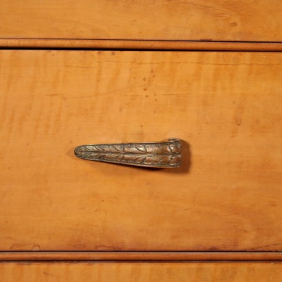 Chiffonier Placage de Hêtre Laiton Marbre Italie Années 50