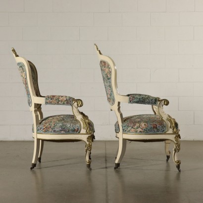 Pair of Gilded Armchairs Louis Philippe Italy Mid 19th Century