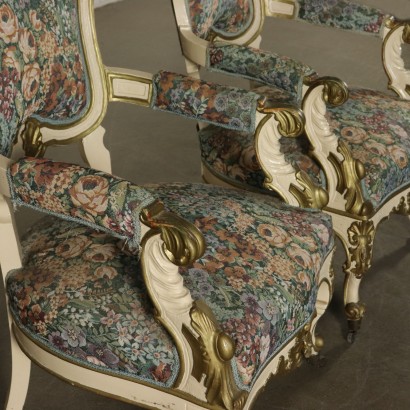 Pair of Gilded Armchairs Louis Philippe Italy Mid 19th Century