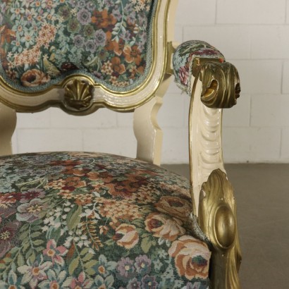 Pair of Gilded Armchairs Louis Philippe Italy Mid 19th Century